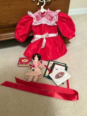 Vintage American Girl Doll Samantha's Red Christmas Dress and Accessories